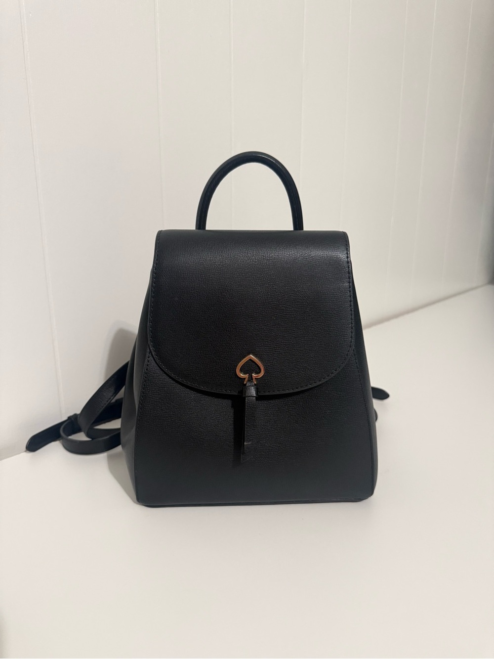 Kade Spade Black Leather Top-Handle Backpack Purse